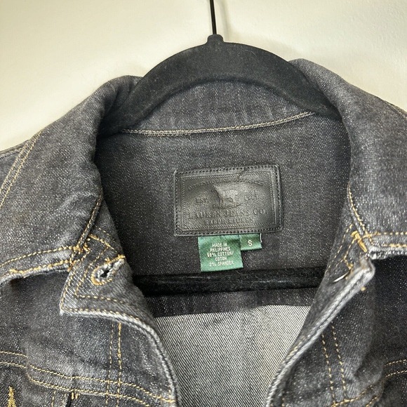 Ralph Lauren Womens Dark Denim Jean Jacket S Black Full Button Up‎ - Picture 6 of 9